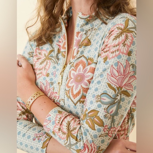 Spartina 449 Nora Dress Calm Waters Floral Cane Blue - Picture 3 of 16